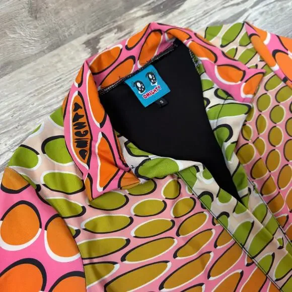 OMIGHTY Mini Dress Pink Green Psychedelic Polo Y2K Indie Sleaze Small - Picture 4 of 9